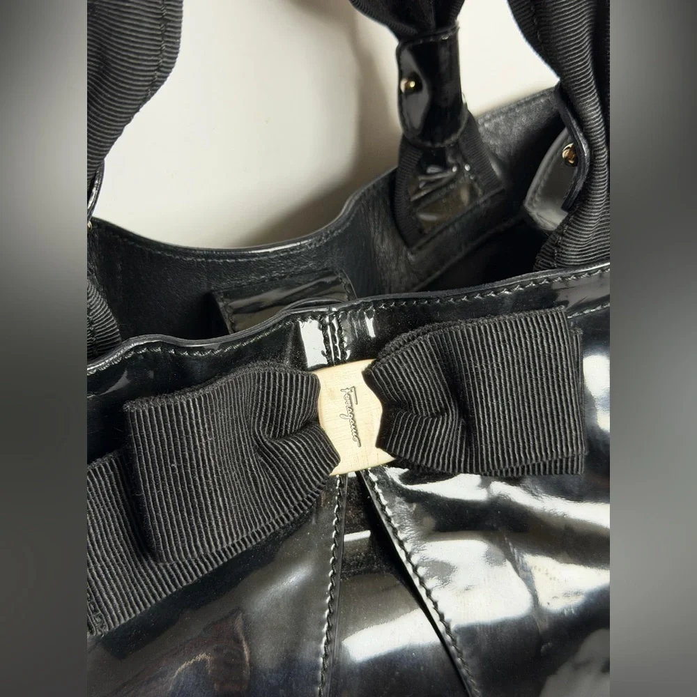 Salvatore Ferragamo Vara Bow Patent Leather Tote Bag